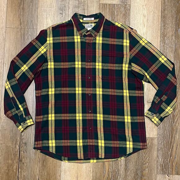 LL Bean Mens Slightly Fitted Flannel Button Shirt Green Plaid XL 298167 Fall NEW - Picture 1 of 5
